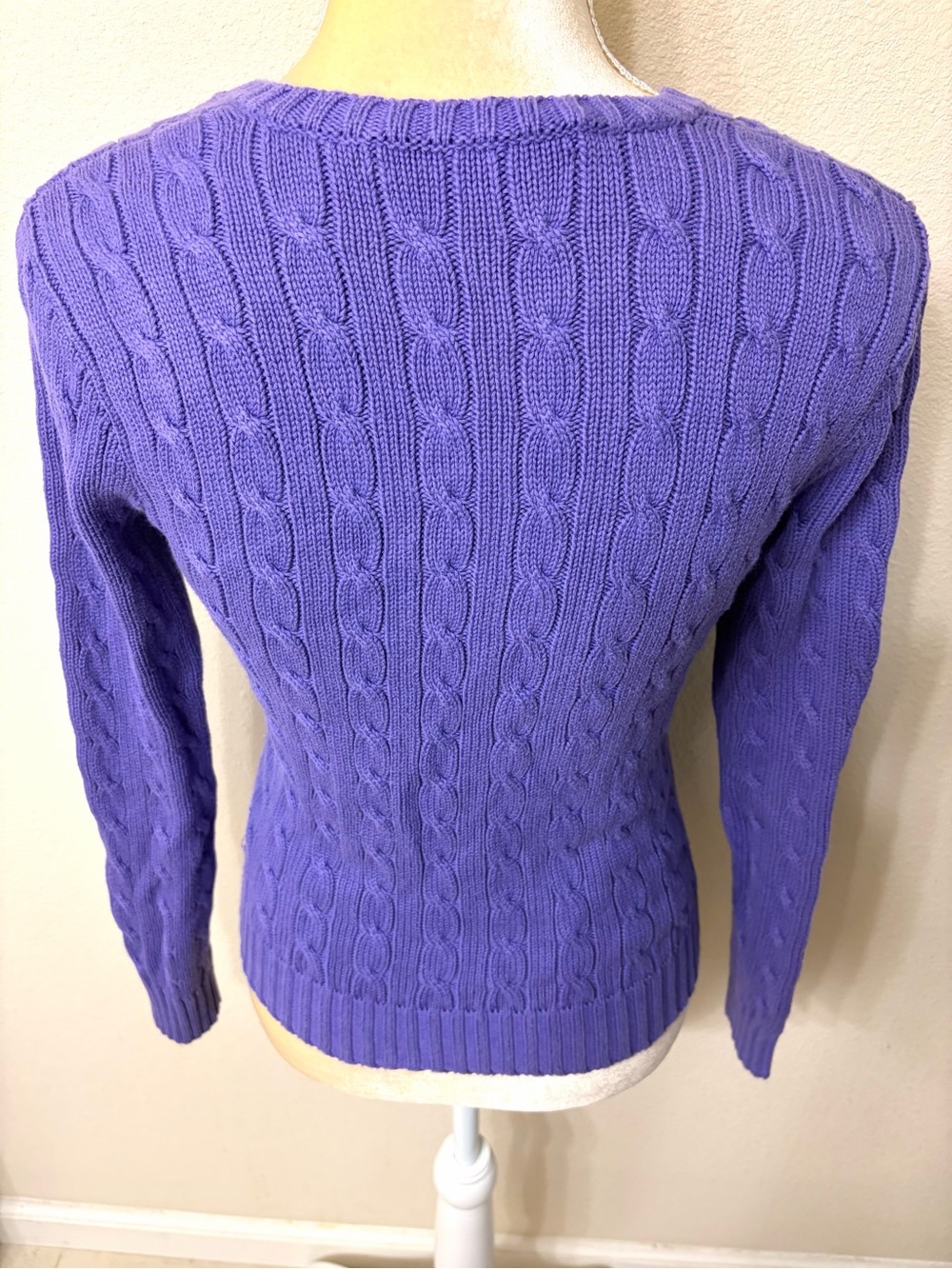 Ralph Lauren Sport Cotton V-Neck Cable Knit Sweater Medium - Picture 5 of 7